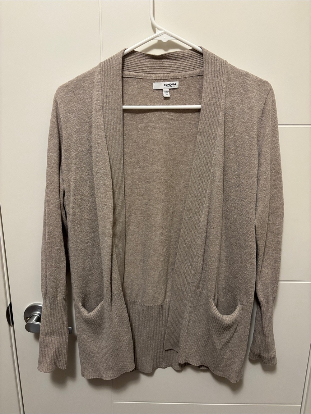 Sonoma Neutral Taupe Open-Front Women's Cardigan